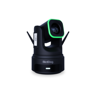 BirdDog X4 Ultra Black. 2160p60 (4K 60p) PTZ camera with 20x Zoom, 33% larger image sensor, WiFi 6 MiMo and PoE+ connectivity with built-in rechargeable battery. Advanced AI framing, 2.16” E-Ink Display, Halo Tally, NDI®|HX3. HDMI and 3G-SDI output, USB/U