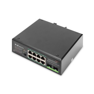 Digitus Industrial 8 Port Gigabit PoE Switch, Unmanaged, 2 Uplinks