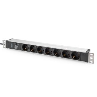 Digitus Socket strip with aluminum profile, 7 safety sockets, 2 m cable with surge protection