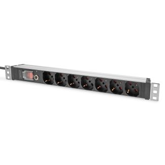 Digitus Socket strip with aluminum profile and surge protection, 7-way Italian output, 2 m cable Italian plug