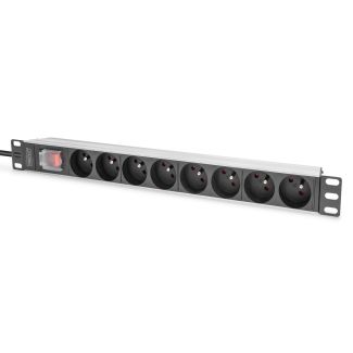 Digitus Socket strip with aluminum profile and switch, 8-way CEE 7/5, 2 m cable safety plug with grounding contact