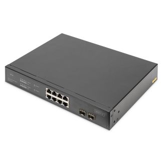 Digitus Switch PoE Gigabit Ethernet 8 porte con 2 porte SFP UPLINK, power budget 140W