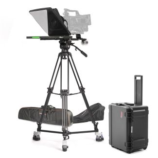 Ikan International PT4500-TRIPOD-TK-V2 15" Teleprompter w/ Tally, Tripod & Dolly Turnkey w/ Travel Case