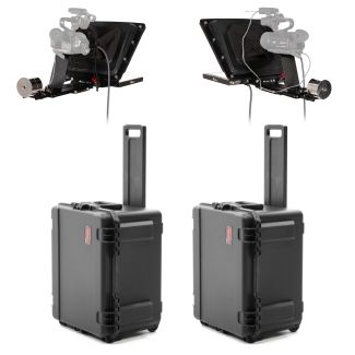 Ikan International PT4500W-SDI-P2P-TK P2P Interview System with 2 x Professional 15" High Bright Teleprompter with 3G-SDI Widescreen Monitors Travel Kit