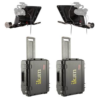 Ikan International PT4700-SDI-P2P-TK P2P Interview System with 2 x Professional 17" High Bright Teleprompter with 3G-SDI Travel Kit