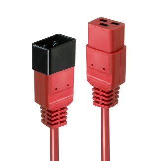 Lindy 1m IEC C19 to C20 Extension Cable, Red