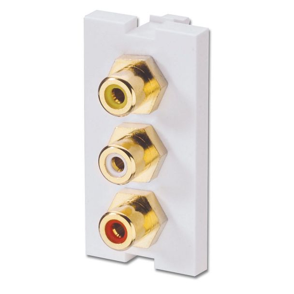 Lindy 3 x Phono Snap-in Block 3xRCA White