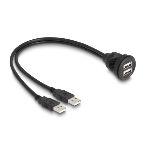 DeLOCK USB 2.0 Cable 2 x USB Type-A male to 2 x USB Type-A female for built-in 1 m black