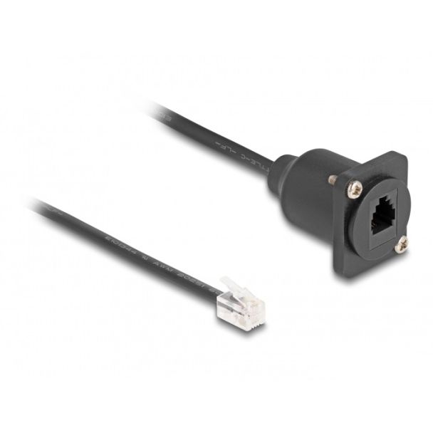 DeLOCK D-Type RJ10 cable plug to jack black 30 cm