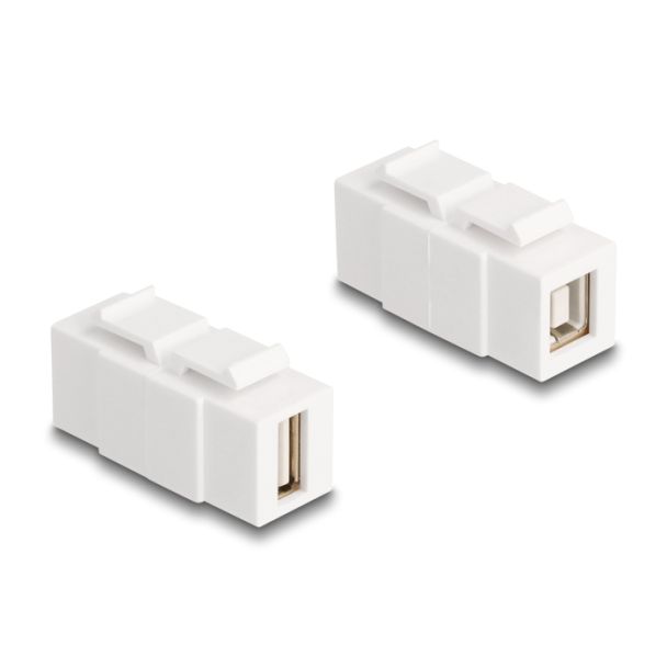 DeLOCK Keystone Module USB 2.0 Type-A female to USB 2.0 Type-B female can be installed on both sides white