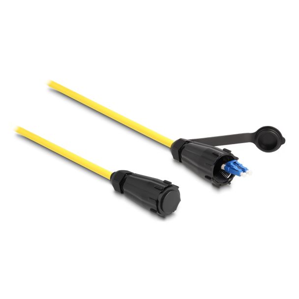 DeLOCK Optical fiber cable LC Duplex to LC Duplex with protective cap single-mode IP68 dust and waterproof 1 m