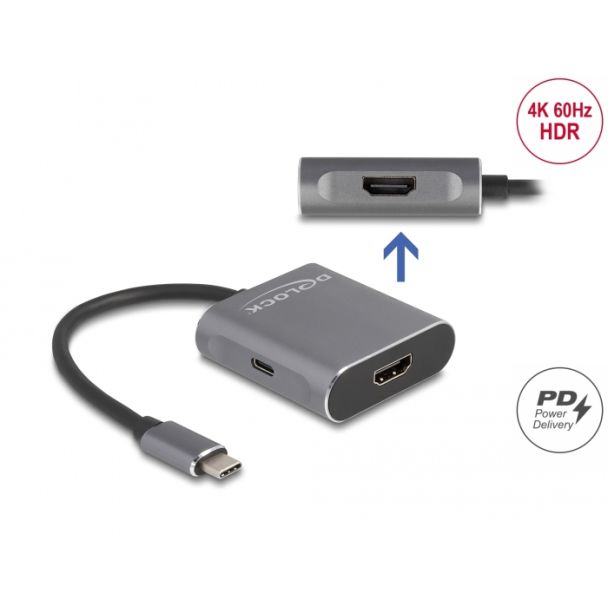 DeLOCK USB Type-C Splitter (DP Alt Mode) to 2 x HDMI MST with USB Type-C PD