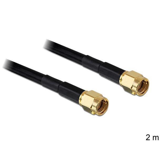 DeLOCK RP-SMA - RP-SMA, 2m coaxial cable Black