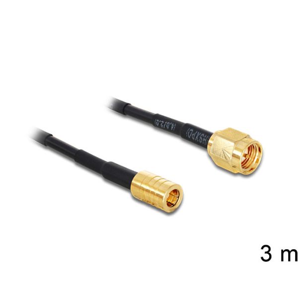 DeLOCK 88647 coaxial cable RG-174 3 m SMA SMB Black