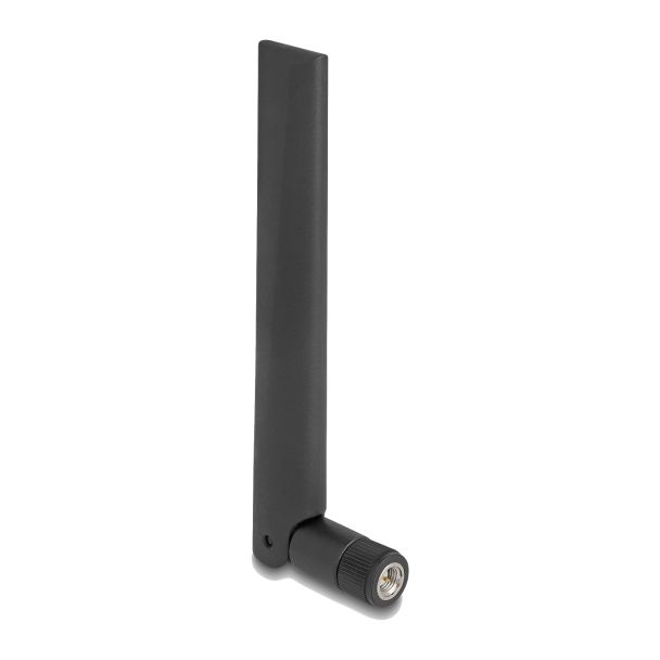 DeLOCK WiFi 6E Antenna SMA plug 3 dBi omnidirectional with tilt joint black