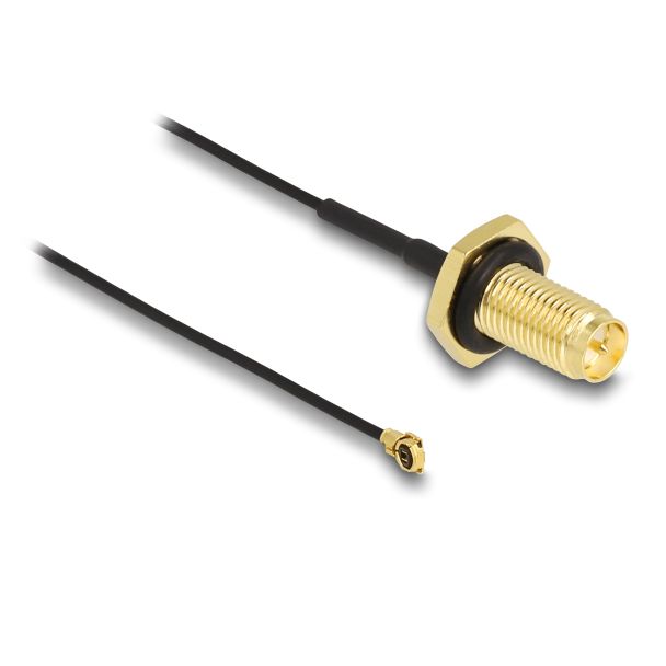 DeLOCK Cavo Antenna RP-SMA femmina passante a I-PEX Inc., MHF® I maschio 1.13 35 cm lunghezza filettatura 10 mm antispruzzo