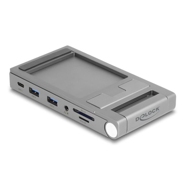 DeLOCK Docking station per tablet e portatile 4K con supporto integrato - HDMI / USB / Hub / SD / Micro SD / PD 3.0 - pieghevole