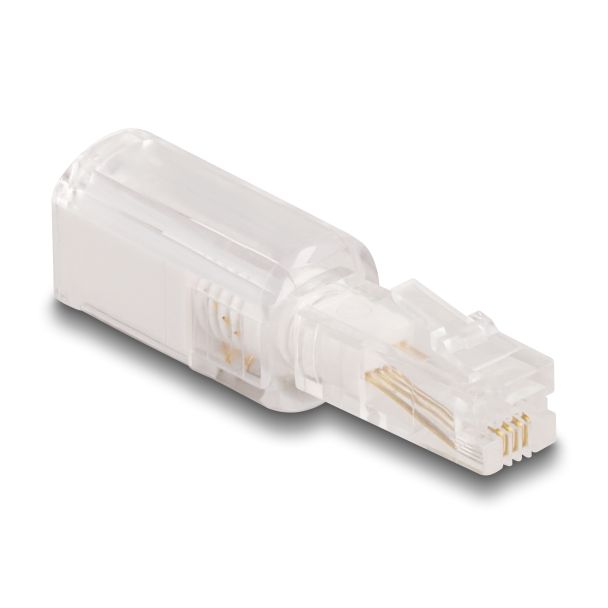 DeLOCK Telephone Cable Anti-Twist Adapter RJ10 plug to RJ10 jack transparent / white