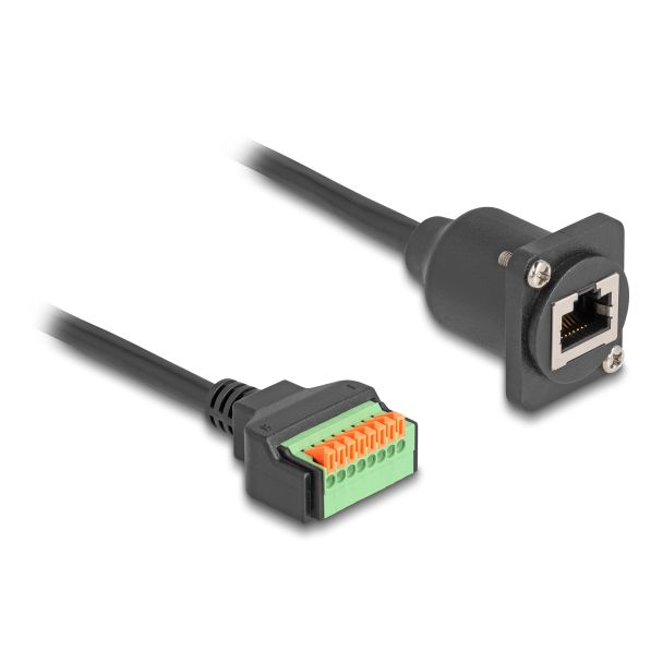 DeLOCK Cavo Tipo-D da RJ45 femmina per morsettiera con pulsante Cat.5e nero da 30 cm