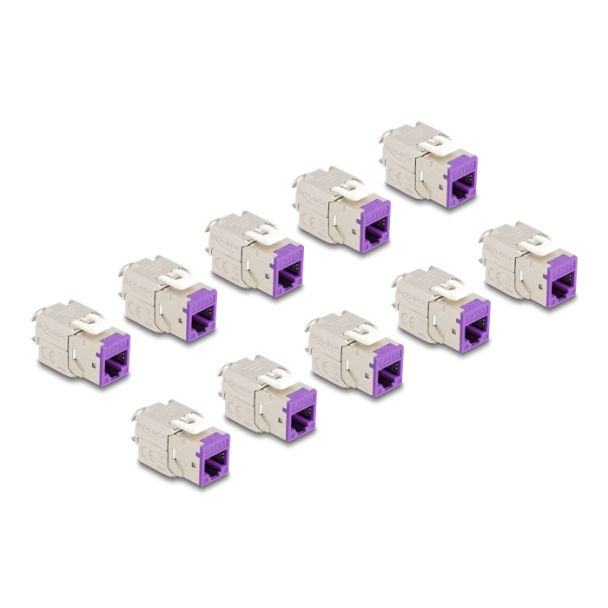 DeLOCK Keystone Modul RJ45 jack to LSA Cat.6A toolfree violet set 10 pieces