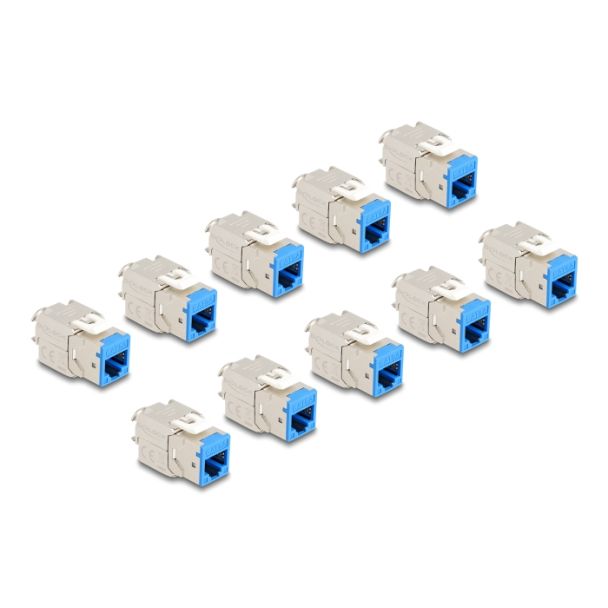 DeLOCK Keystone Modul RJ45 jack to LSA Cat.6A toolfree blue set 10 pieces