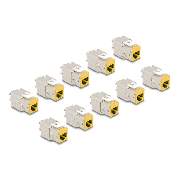 DeLOCK Keystone Modul RJ45 jack to LSA Cat.6A toolfree yellow set 10 pieces