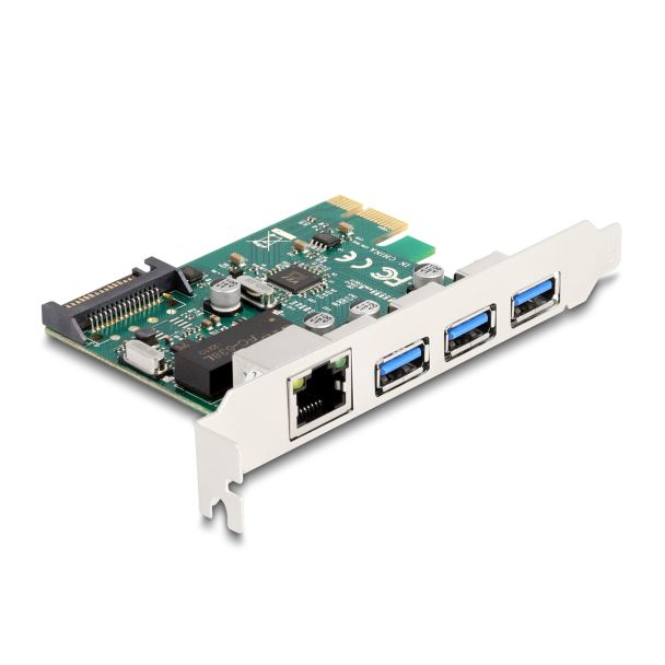 DeLOCK Scheda PCI Express x1 per 3 x USB 5 Gbps Tipo-A femmina + 1 x Gigabit LAN