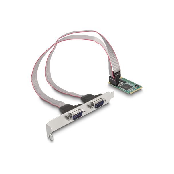 DeLOCK Scheda mini PCIe di dimensioni standard a 2 x seriale RS-232 D-Sub a 9 pin