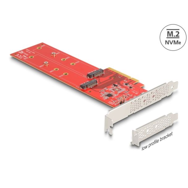 DeLOCK Scheda PCI Express x8 a 2 x interno NVMe M.2 Chiave M 110 mm - Biforcazione - Fattore di forma a basso profilo