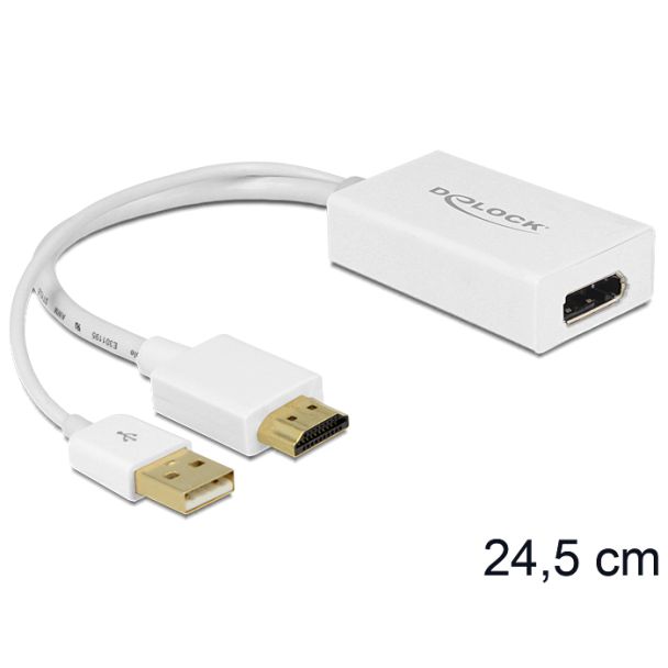 DeLOCK 62496 video cable adapter 0.245 m DisplayPort HDMI + USB White