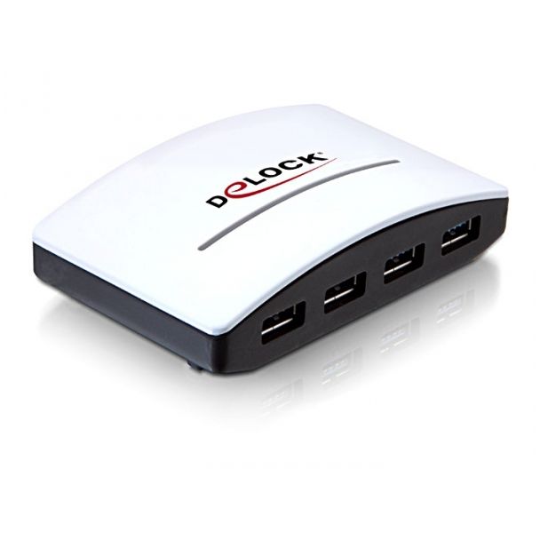 DeLOCK USB 3.0 External HUB 4 Port 5000 Mbit/s Black, White