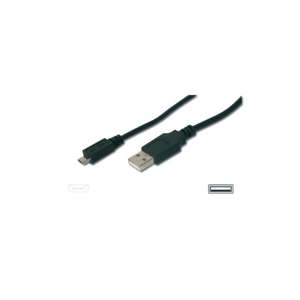 ASSMANN Electronic A/micro-B, 3m USB cable USB 2.0 USB A Micro-USB B Black