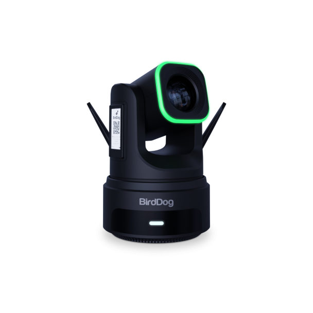 BirdDog X4 Ultra Black. 2160p60 (4K 60p) PTZ camera with 20x Zoom, 33% larger image sensor, WiFi 6 MiMo and PoE+ connectivity with built-in rechargeable battery. Advanced AI framing, 2.16” E-Ink Display, Halo Tally, NDI®|HX3. HDMI and 3G-SDI output, USB/U