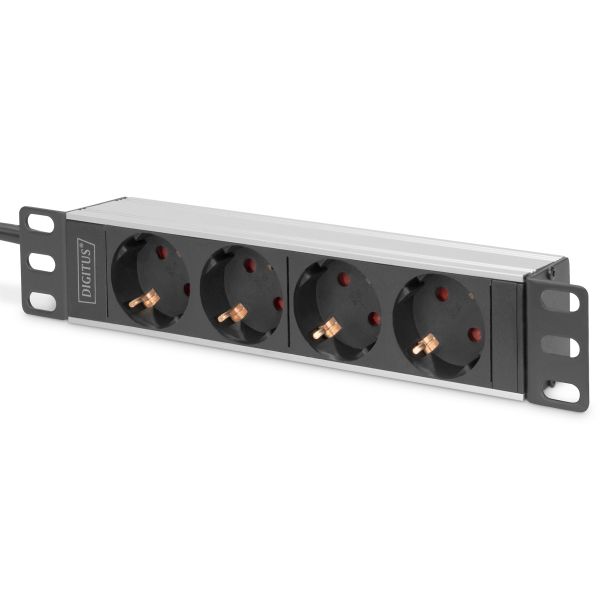 Digitus 10” Socket Strip with Aluminum Profile, 4-way safety sockets