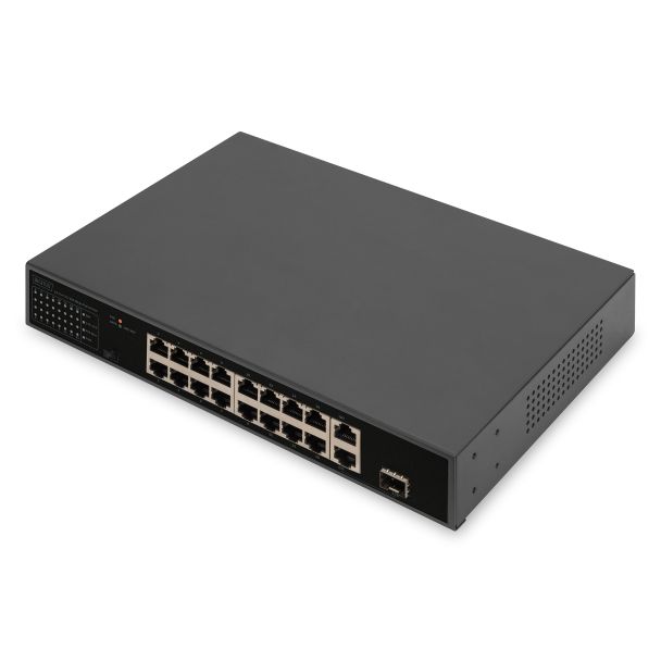 Digitus 16 Port Fast Ethernet PoE Switch , 2 Gigabit Uplinks (RJ45 / SFP)