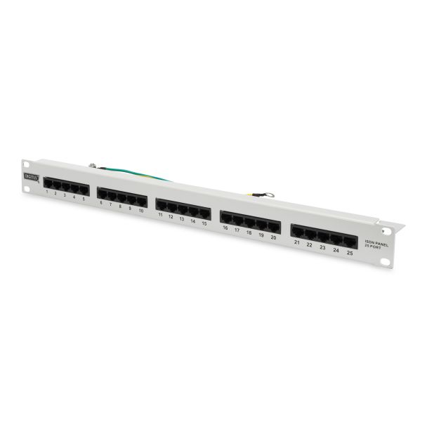 Digitus CAT 3 ISDN Patch Panel, unshielded, grey