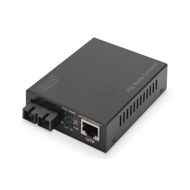 Digitus Convertitore multimediale Gigabit PoE , RJ45 / SC, SM, PSE