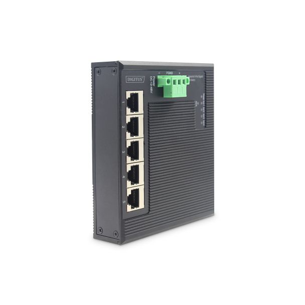 Digitus Switch di rete Gigabit Ethernet a 5 porte, piatto, industriale, non gestito