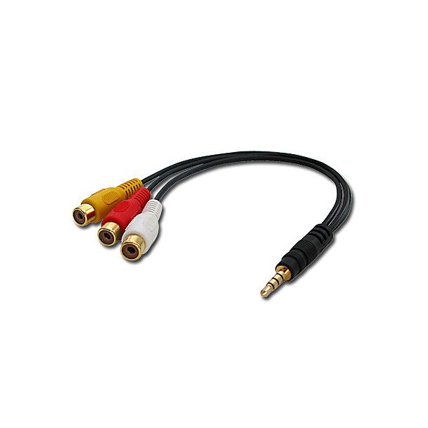 Lindy 35539 cavo video composito 0,25 m 3.5mm 3 x RCA Nero