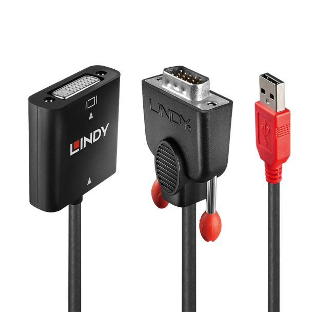 Lindy 38184 cavo e adattatore video 0,2 m DVI-D VGA (D-Sub) + USB Nero, Arancione