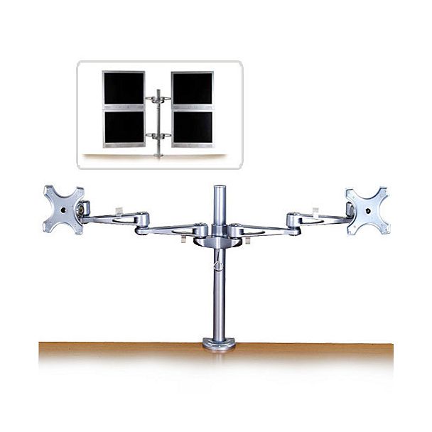 Lindy Dual Adjustable LCD Arms for up to 10kg, Silver