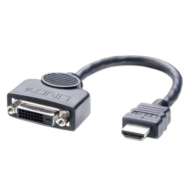 Lindy DVI-D Female to HDMI Male Adapter Cable, 0.2m