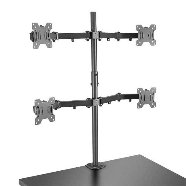 Lindy Quad Display Bracket with Pole and Desk Clamp