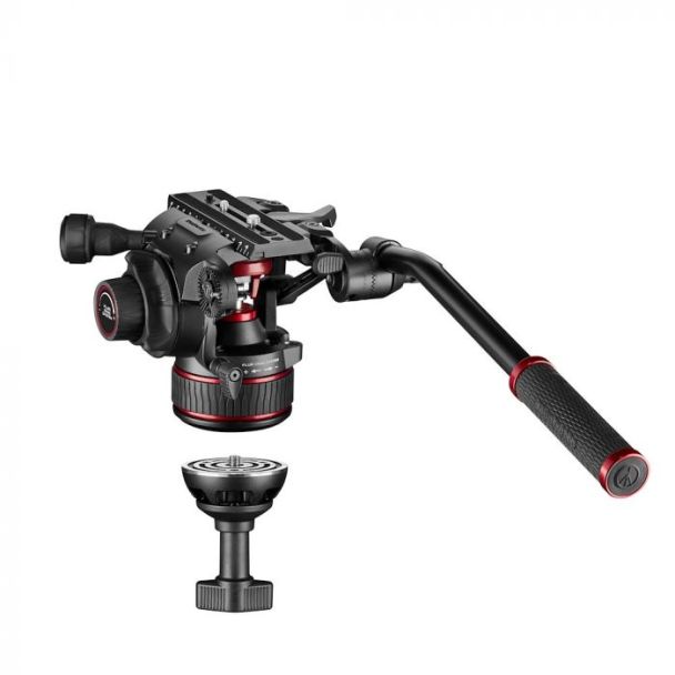 Manfrotto Nitrotech 608 Aluminium testa per treppiede Nero Alluminio 1/4, 3/8" Fluido