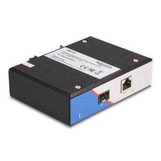 DeLOCK Convertitore multimediale industriale Gigabit da RJ45 a SFP per guida DIN