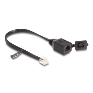 DeLOCK Cable RJ12 plug to RJ12 jack with protective cap 20 cm black