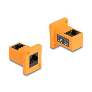 DeLOCK D-Type Module RJ45 jack to jack 90° angled orange