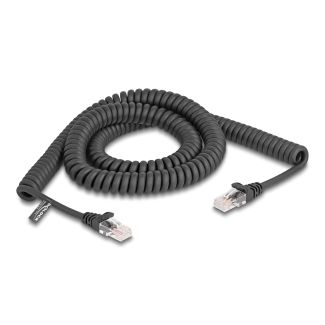 DeLOCK RJ45 Coiled Cable male to male Cat.5e 3 m black