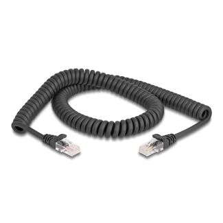 DeLOCK RJ45 Coiled Cable male to male Cat.5e 2 m black