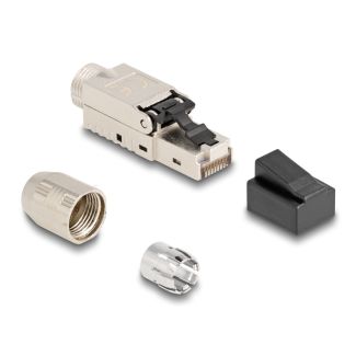 DeLOCK RJ45 plug field-assembly Cat.6A with cable gland and dust cover toolfree